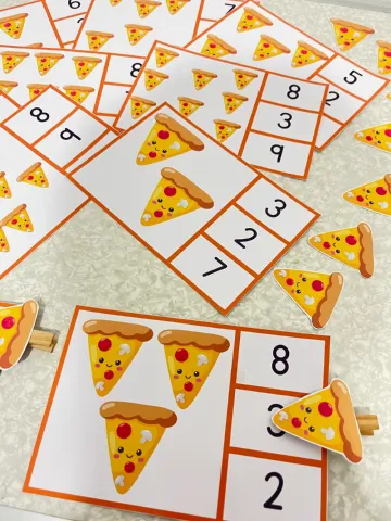 🍕 Pizza dos Números: Vamos Contar e Aprender! — amostra 2: Cada pizza tem um número