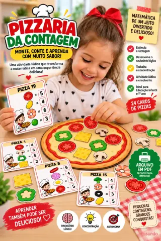 🍕 PIZZARIA DA CONTAGEM — MONTE, CONTE E APRENDA! — amostra 1: 🍕 Transforme a contagem em uma brincadeira deliciosa
