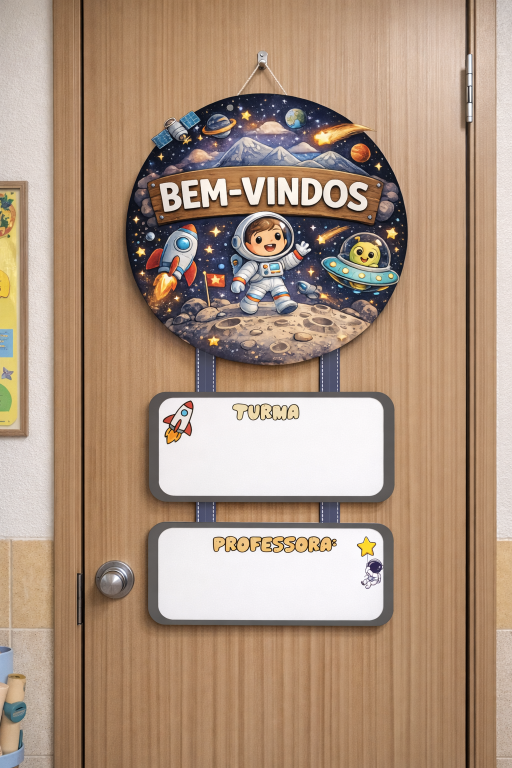 Placa para porta bem-vindos: astronauta – PDF para Imprimir — capa do material