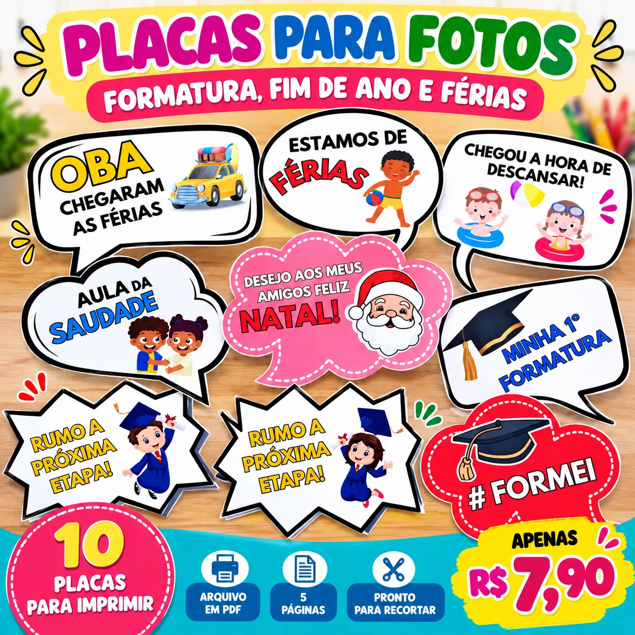 Placas para Fotos de Formatura e Fim de Ano Escolar – 10 Modelos — Datas comemorativas para Educação Infantil: Placas para…