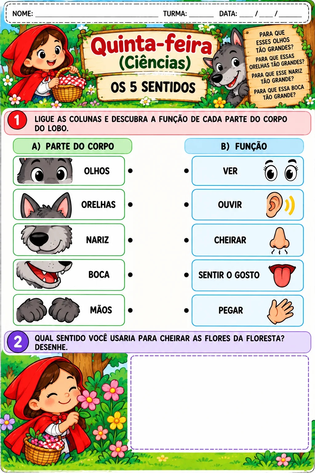 Planejamento Semanal Chapeuzinho Vermelho – 1º Ano — amostra 3: Terça-feira – Desvendando Palavras da Cesta