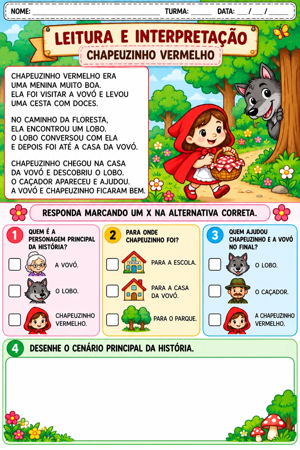 Planejamento Semanal Chapeuzinho Vermelho – 1º Ano — amostra 6: Sexta-feira – Artistas e Narradores