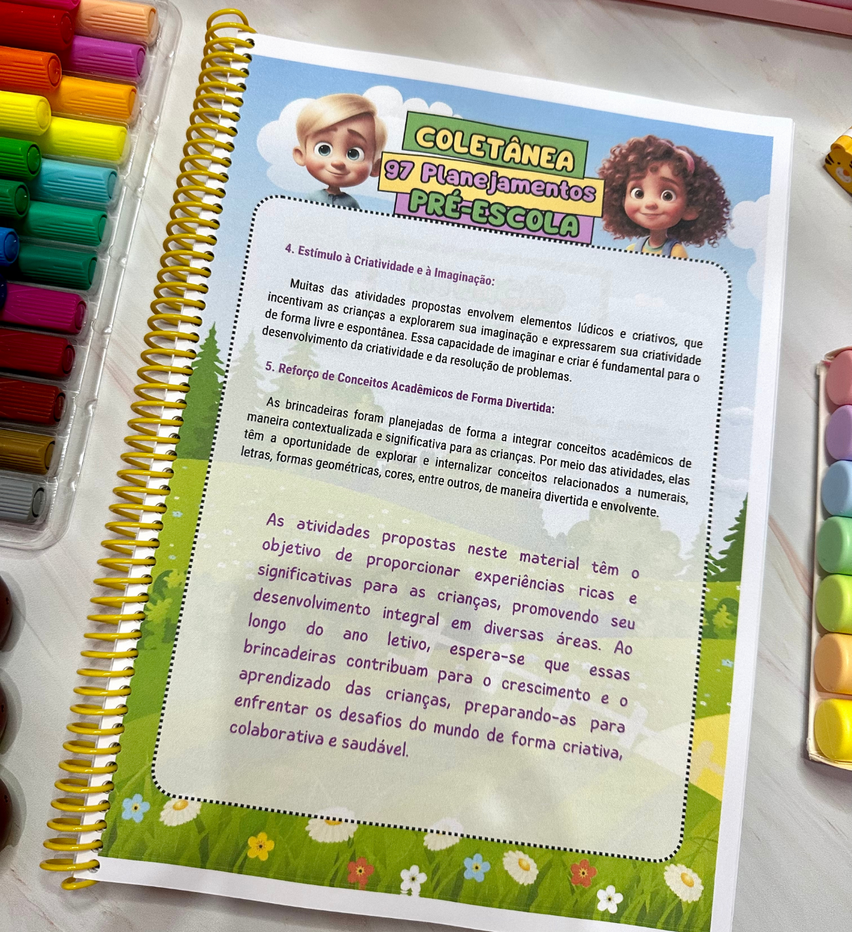 Planejamentos para pré-escola: 90 propostas editáveis no Canva — amostra 2: O que vem no material