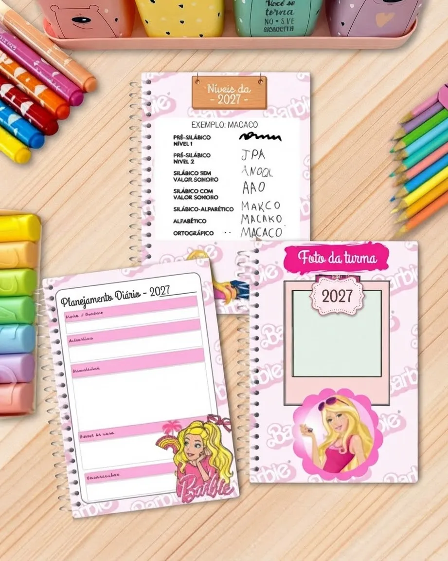 Planner da Professora Barbie 2027 Completo — amostra 1: Planner da Professora Barbie 2027 com páginas para planejamento,…
