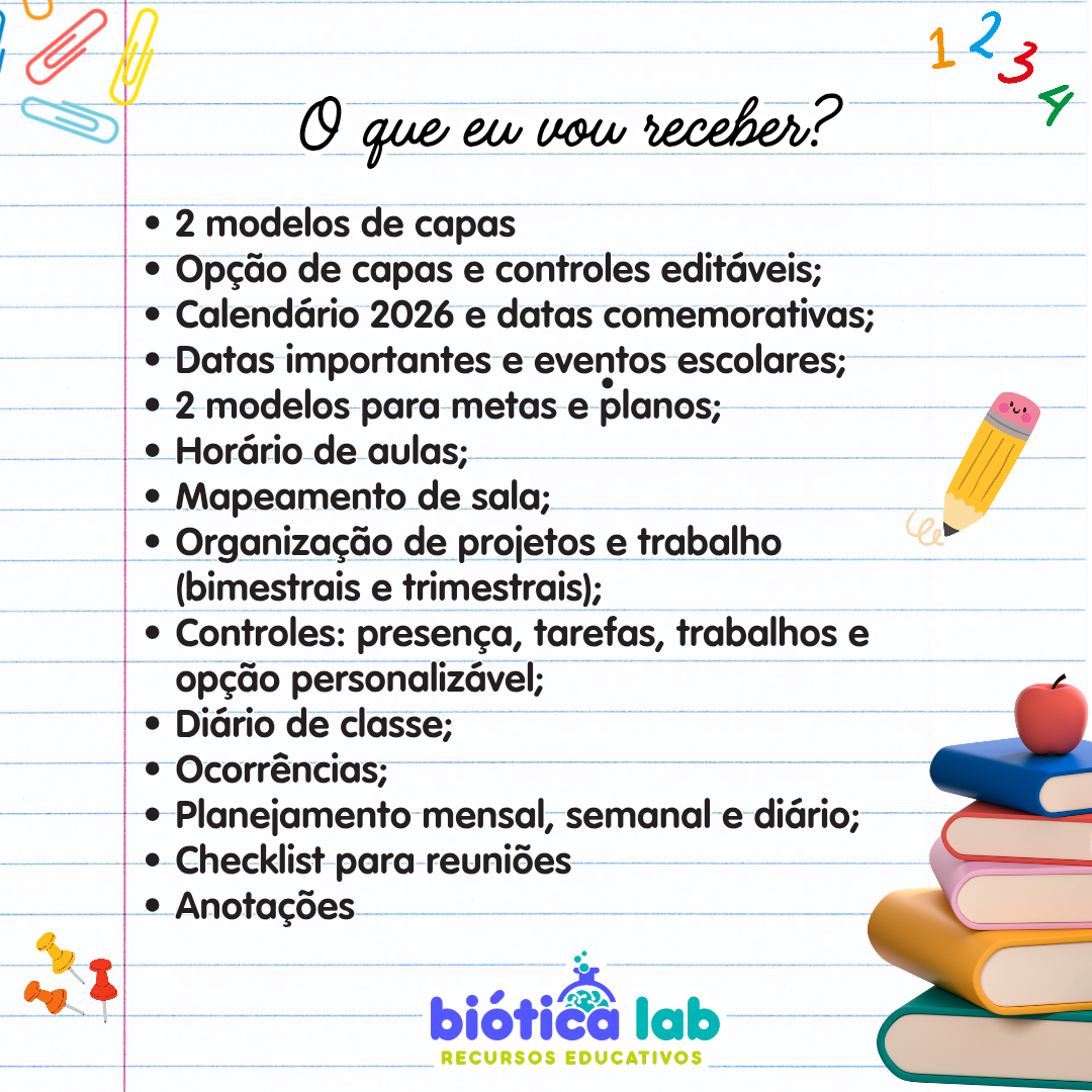 Planner do Professor 2026 – PDF para Imprimir — amostra 4: https://youtu