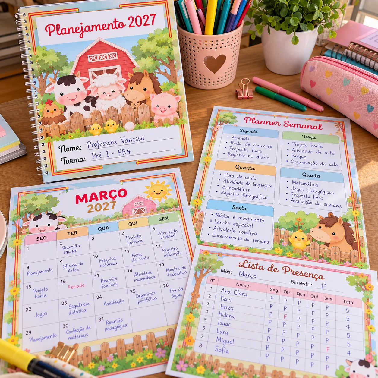 Planner Fazendinha 2027 para Professores – Planejamento Escolar — amostra 1: 🐮 PLANNER FAZENDINHA 2027 – ORGANIZAÇÃO ESCOLAR