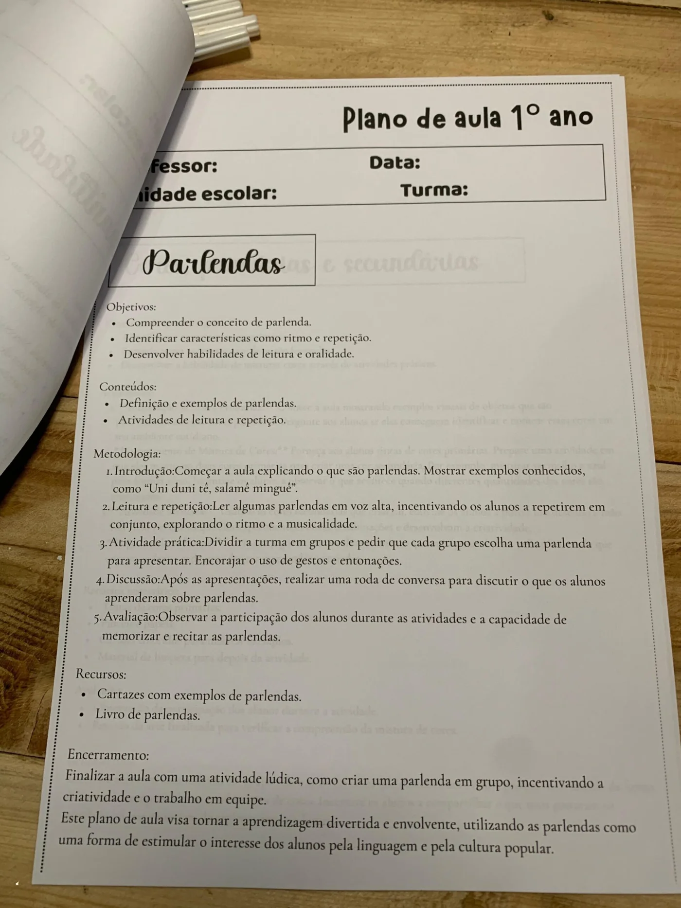 Plano de aula 1 ano fundamental — amostra 4: Plano de aula 1º ano ✨📚 Professores do 1º ano, essa é para vocês