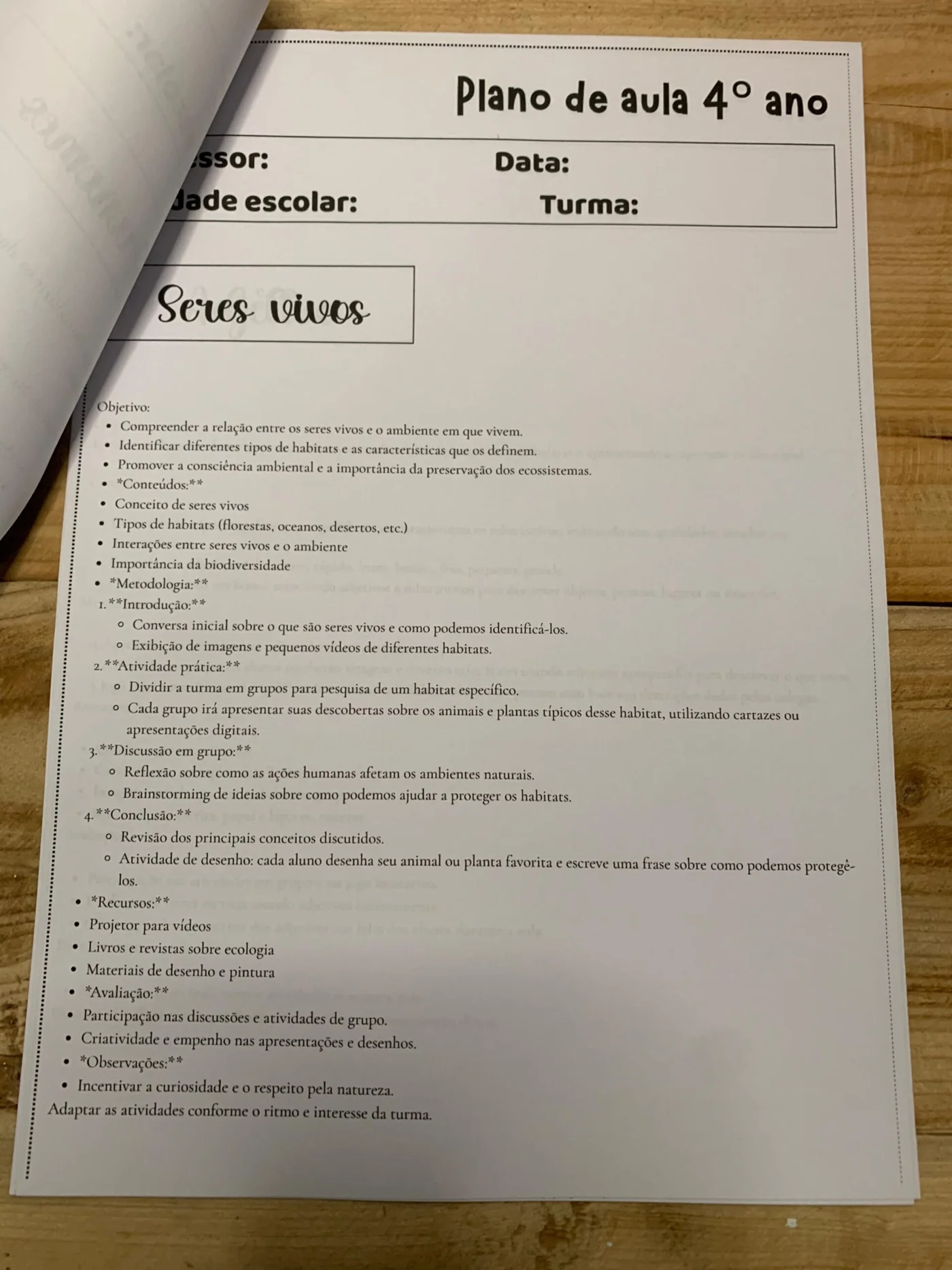 Plano de aula 4 ano fundamental — amostra 2: Plano de aula 4º ano ✨📚 Professores do 4º ano, essa é para vocês