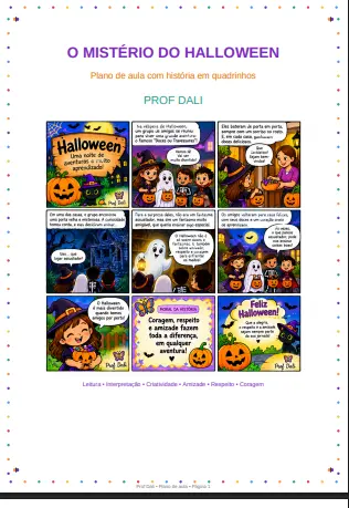Plano de aula Halloween com história em quadrinhos – 1º e 2º ano — capa do material