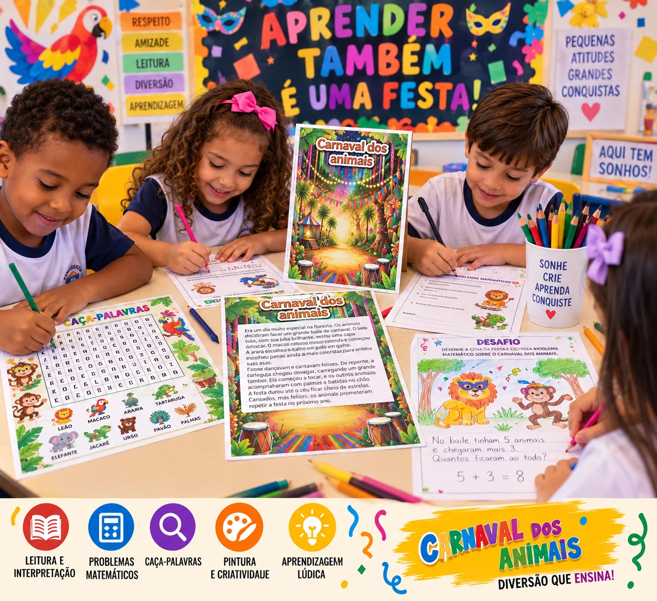 plano de aula + luva de historia carnaval dos animais — amostra 1: Transforme a aprendizagem em uma grande festa com este…