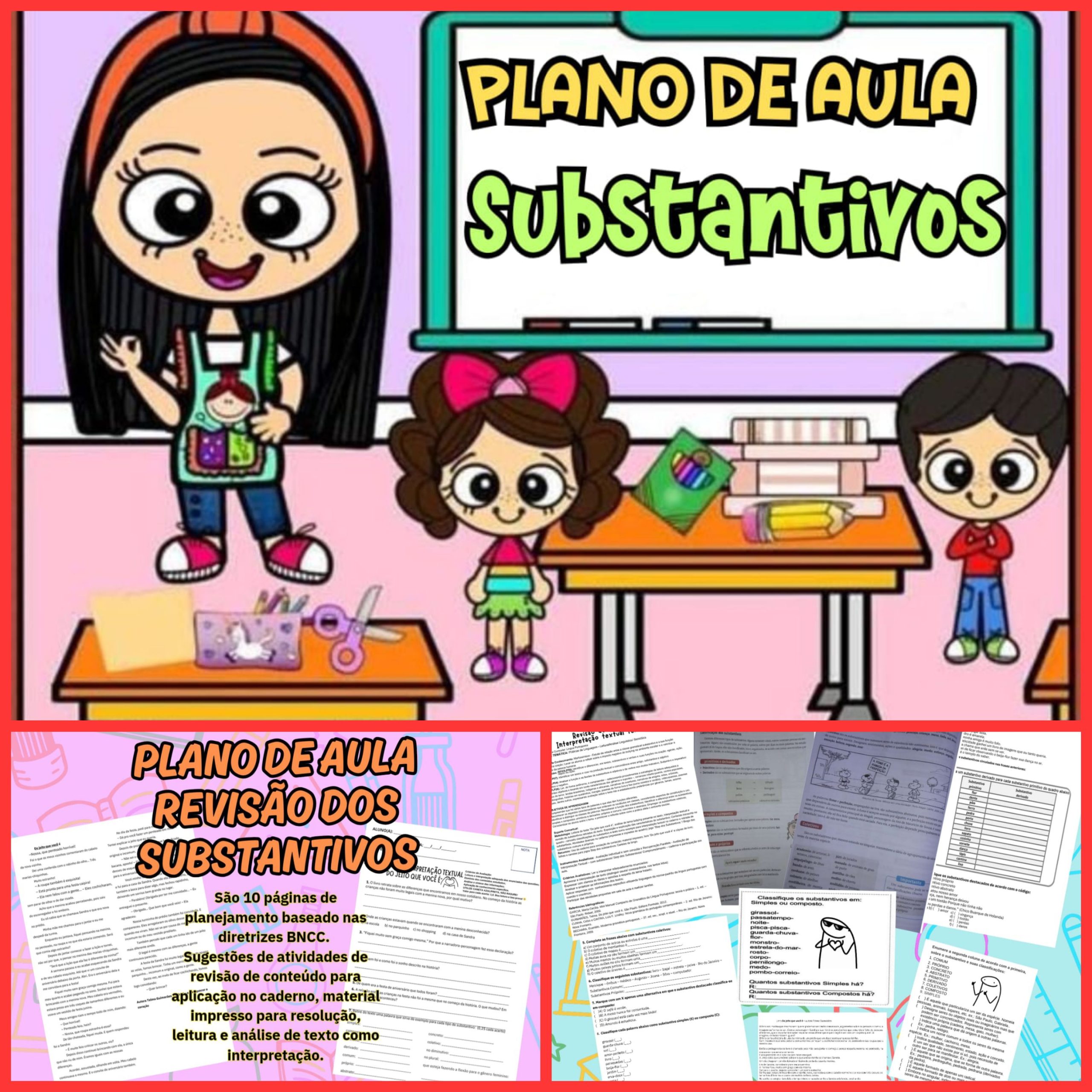 Plano de aula revisão substantivos – PDF para Imprimir — capa do material