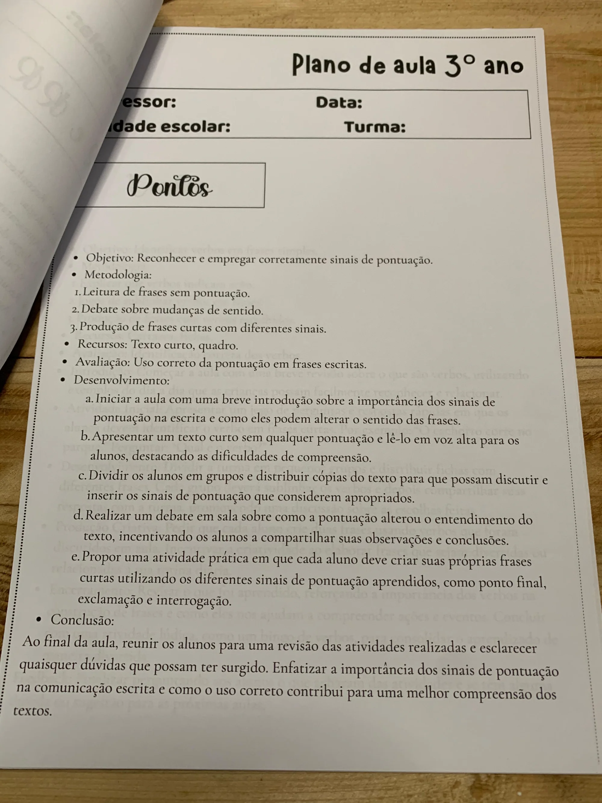 Planos de Aula 3º Ano Ensino Fundamental — amostra 2: Material com 21 páginas de planos de aula para o 3º ano, com…