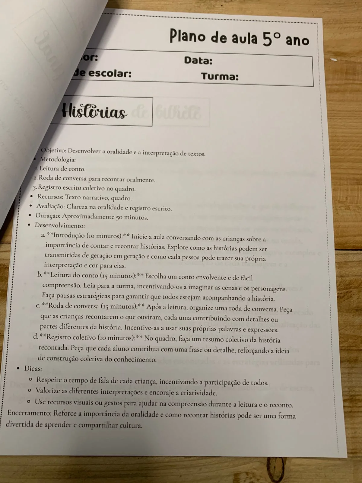 Planos de Aula 5º Ano Ensino Fundamental — amostra 3: Material com planos de aula para o 5º ano, com propostas de Língua…