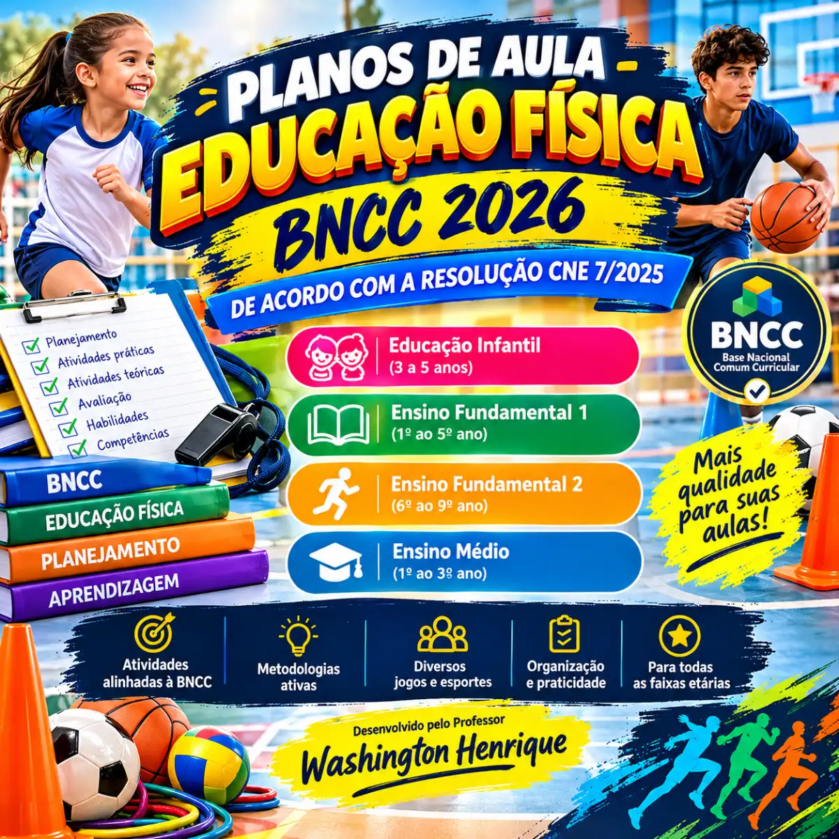 Planos de Aula – Educação Física BNCC 2026 🏃‍♀️ — Atividades para Todas as séries: 📚✨ Planos de aula de Educação Física…