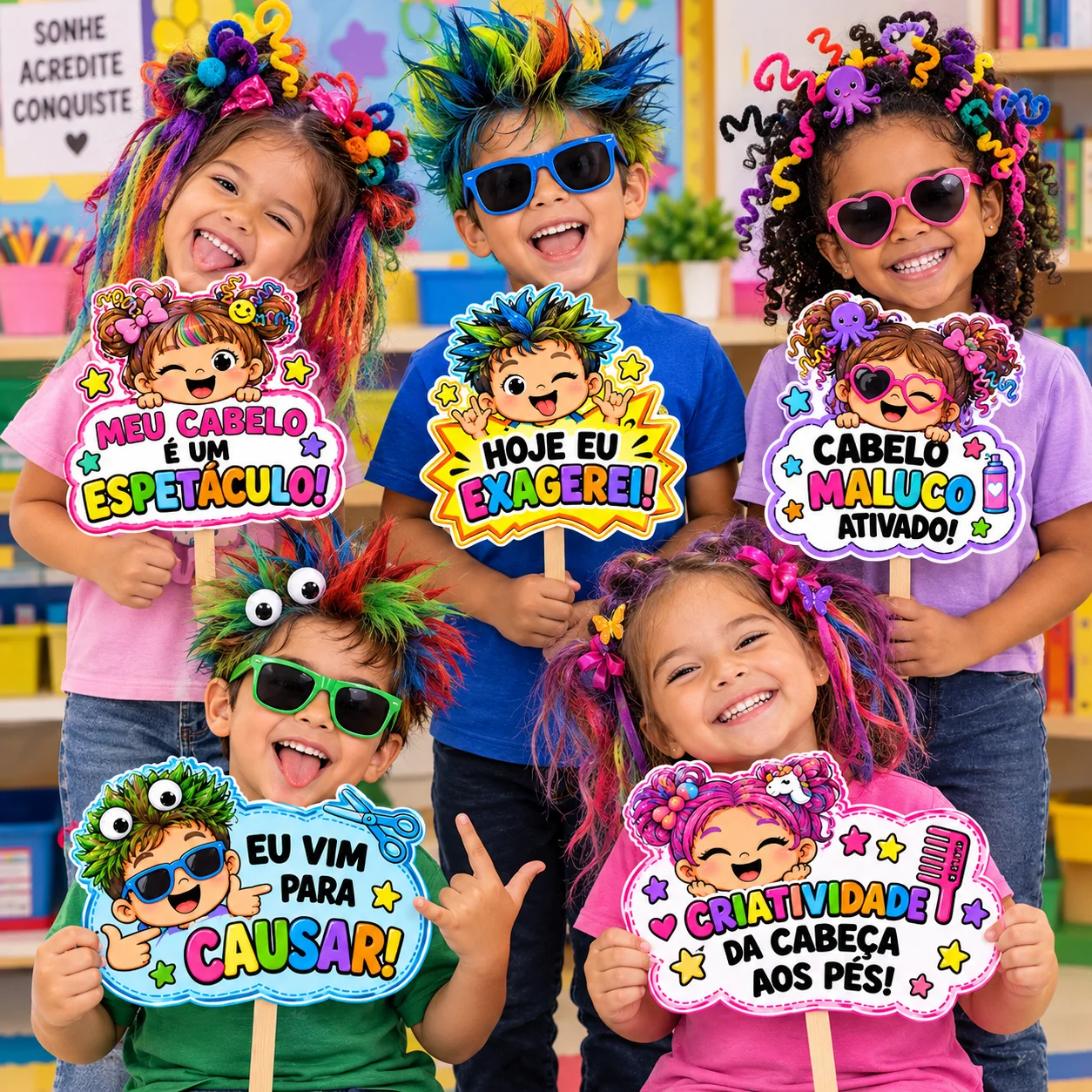 Plaquinhas dia do Cabelo Maluco-especial dia das crianças — capa do material