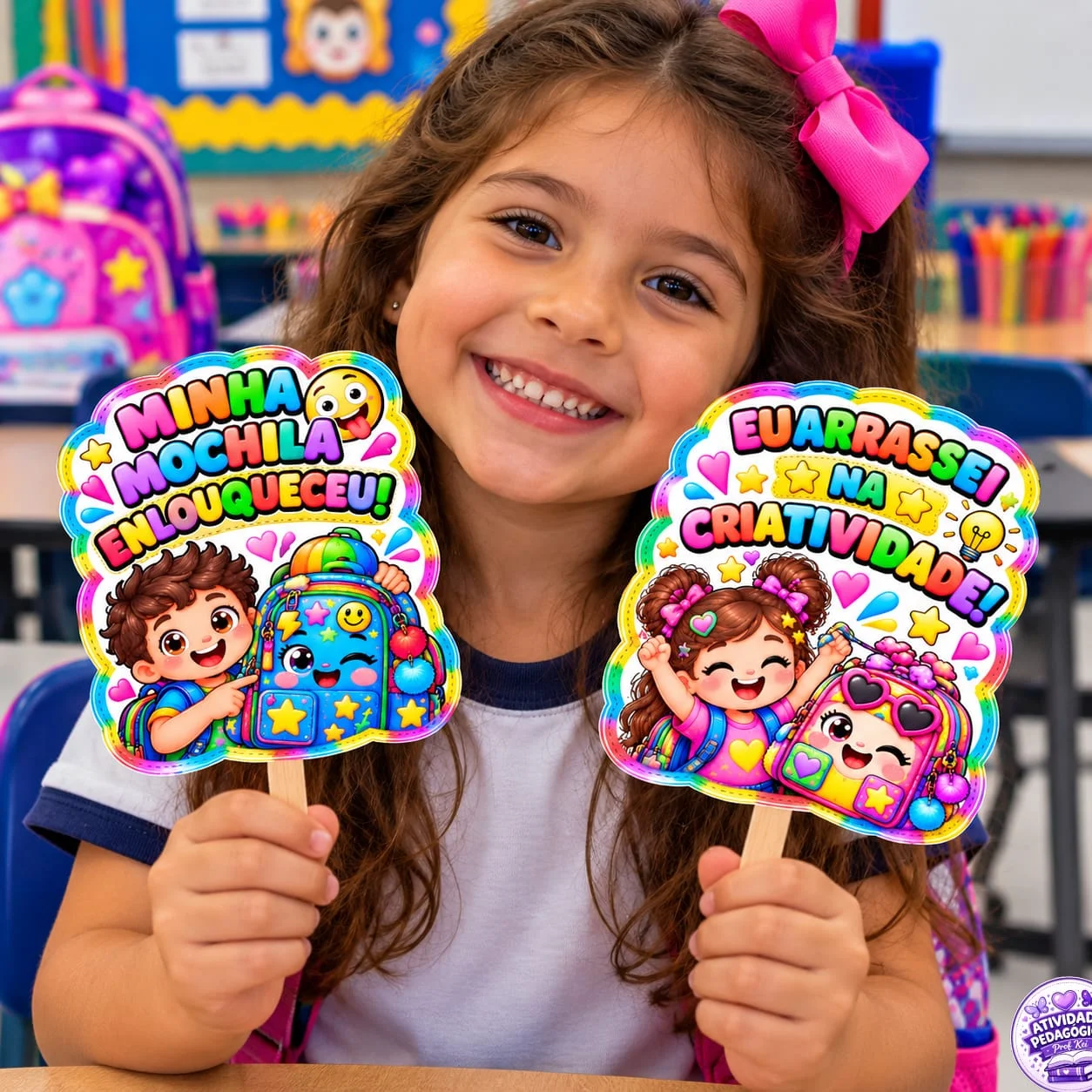 PLAQUINHAS DIVERTIDAS – MOCHILA MALUCA — amostra 1: 🎒🤪 PLAQUINHAS DIVERTIDAS – MOCHILA MALUCA 🌈✨