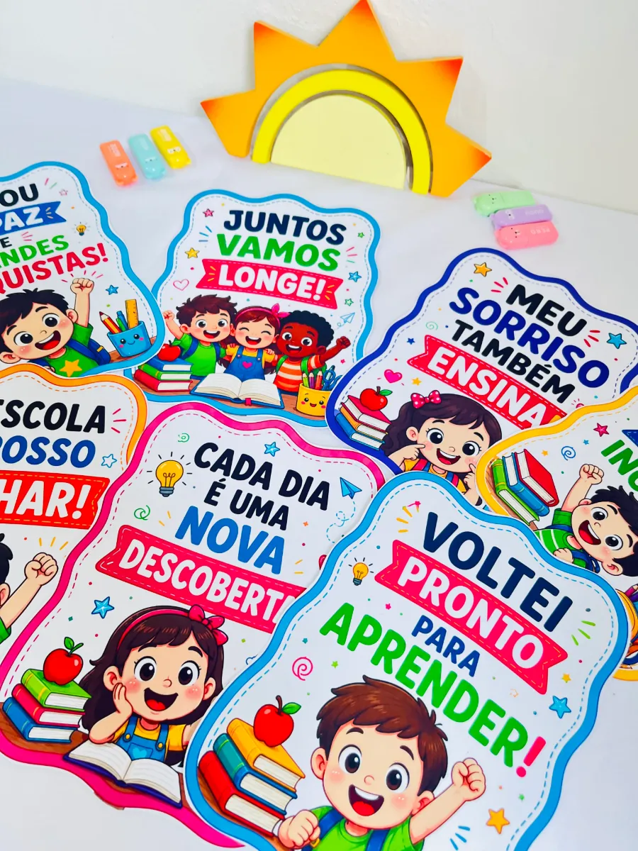 Plaquinhas Volta às Aulas - Decoração de Sala de Aula — amostra 1: Deixe o retorno das crianças ainda mais alegre,…