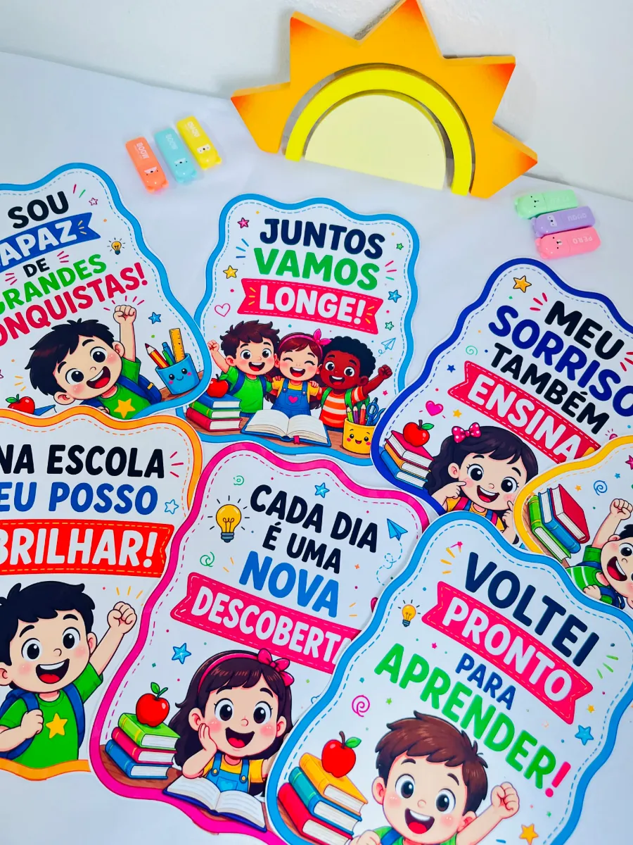 Plaquinhas Volta às Aulas - Decoração de Sala de Aula — Datas comemorativas para Educação Infantil: Deixe o retorno das…