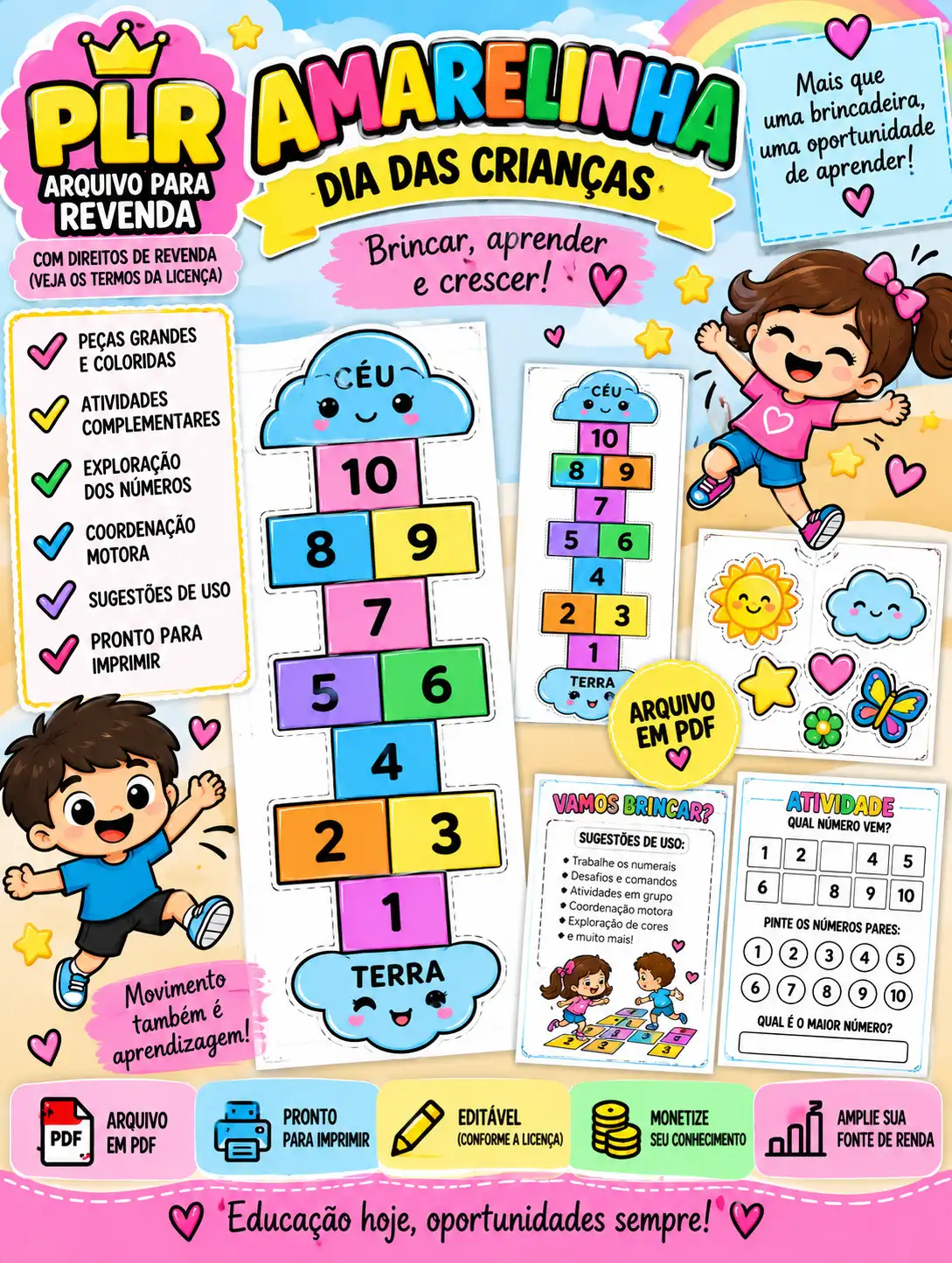 PLR Amarelinha Dia das Crianças – Recurso Pedagógico para Revenda PDF — amostra 2: Arquivo PLR da Amarelinha Dia das…