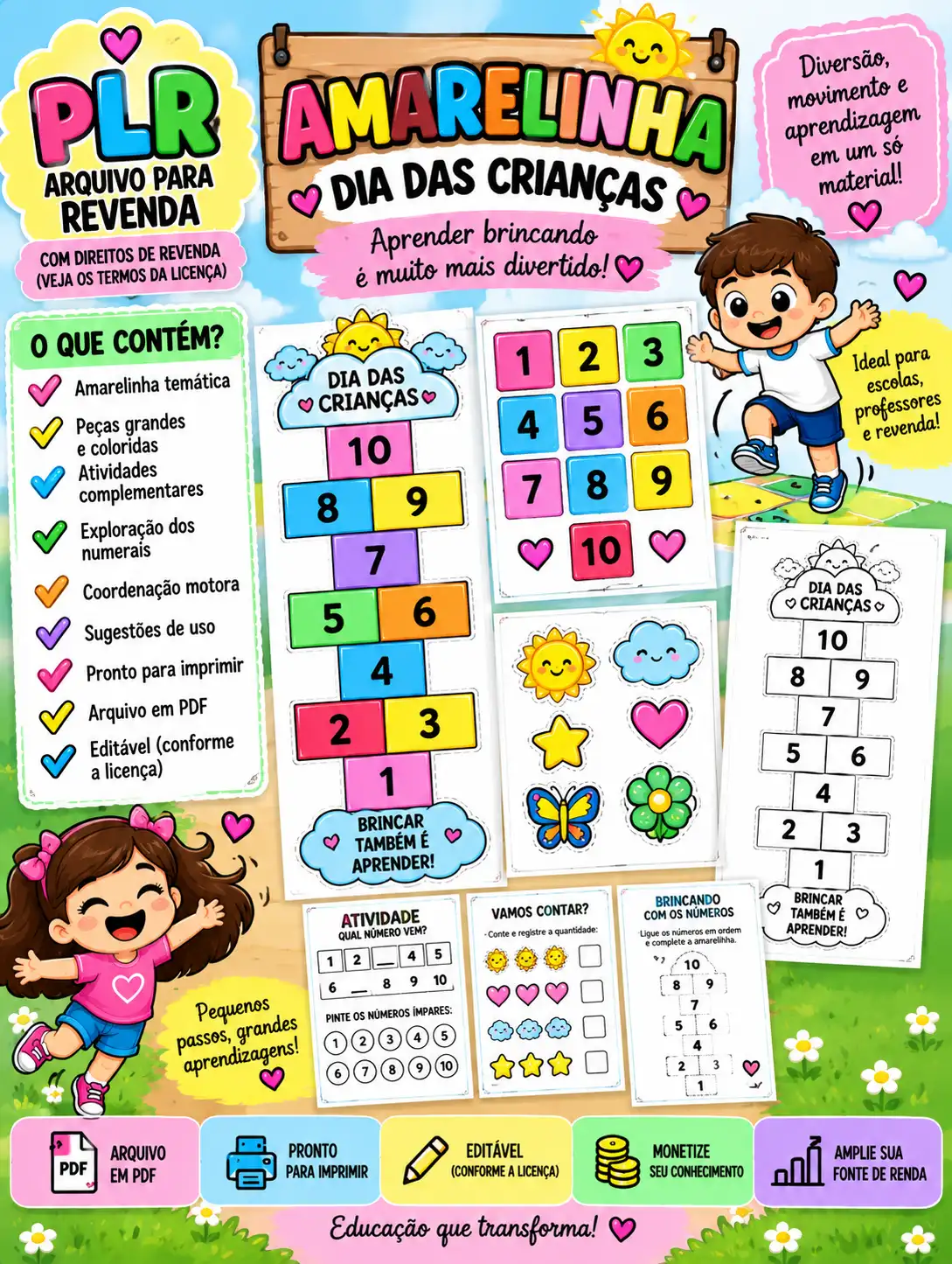 PLR Amarelinha Dia das Crianças – Recurso Pedagógico para Revenda PDF — amostra 4: Arquivo PLR da Amarelinha Dia das…