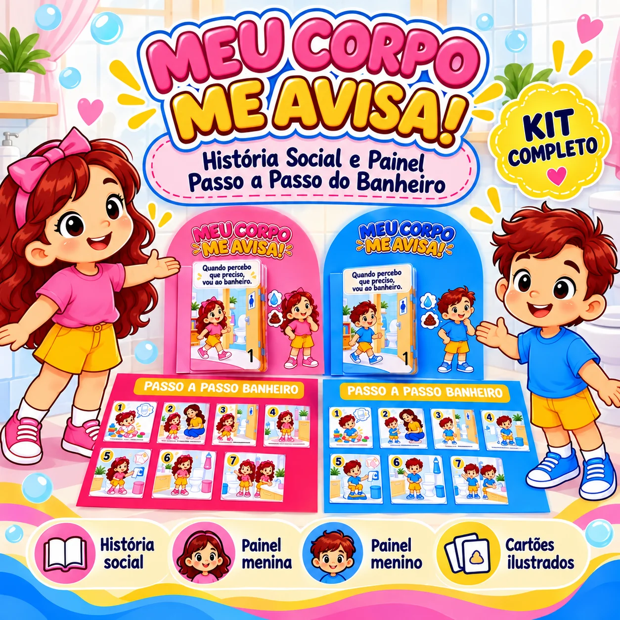 PLR História Social Meu Corpo Me Avisa! + Prancha Passo a Passo do Banheiro — História para Educação Infantil: Recurso…