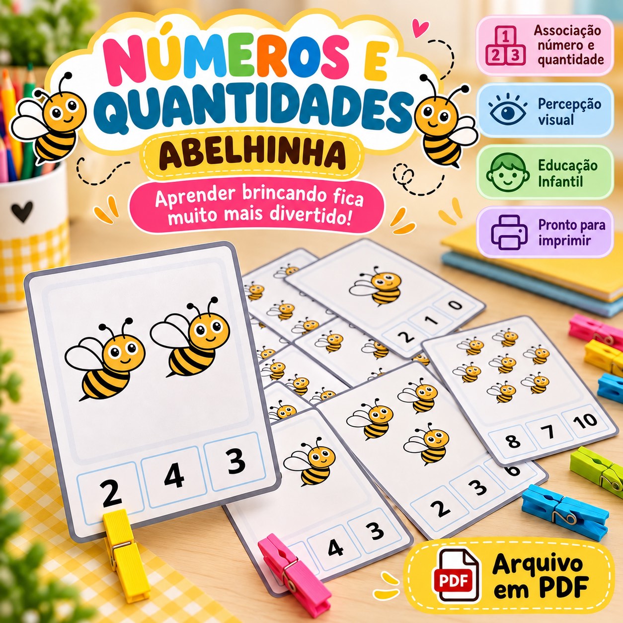 PLR Números e Quantidades Abelhinha Matemática Anos Iniciais — Alfabetização para Educação Infantil: Material pedagógico…