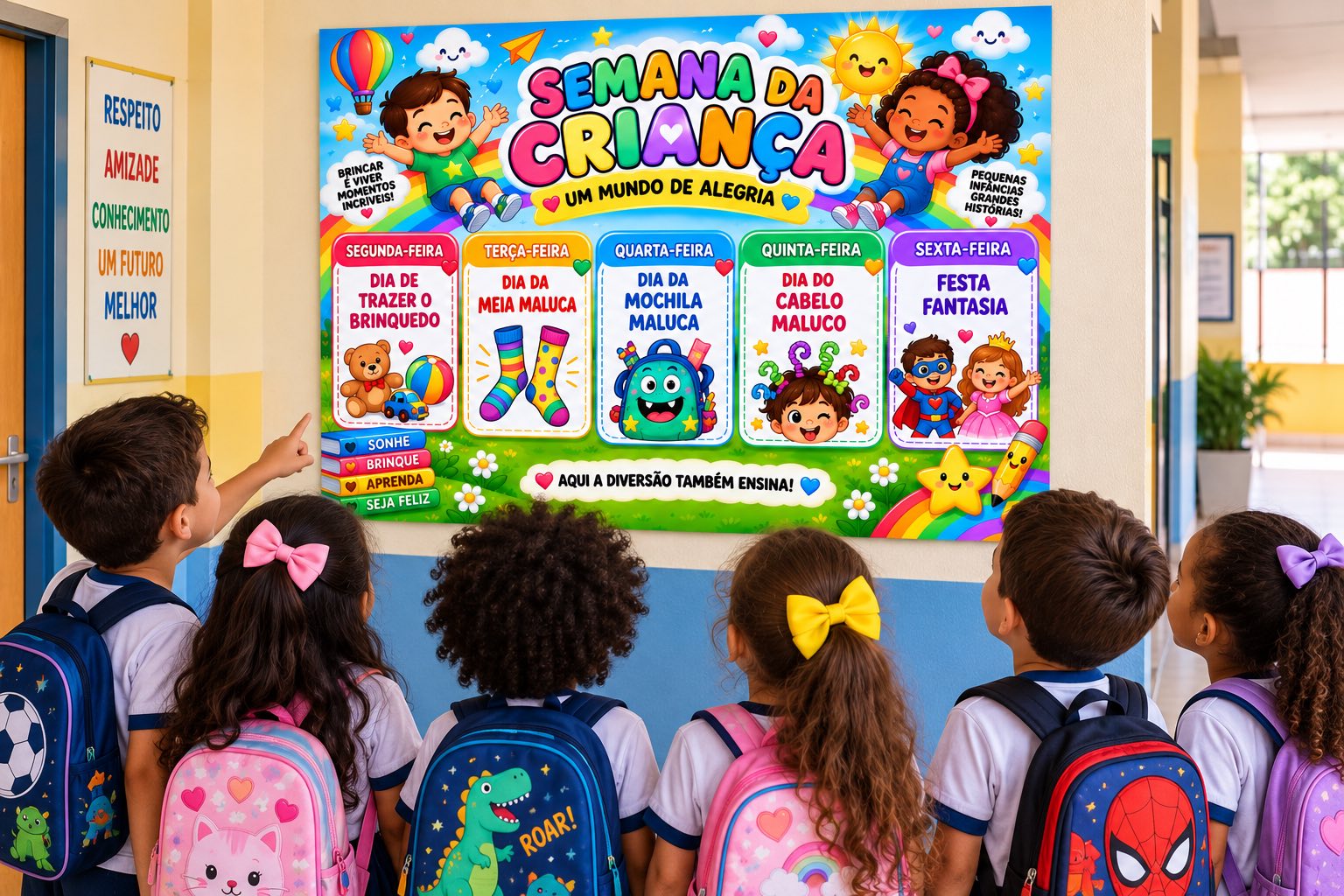 PLR — Painel Programação “Semana da Criança – Um Mundo de Alegria” — amostra 1: Painel de programação em PDF para organizar…
