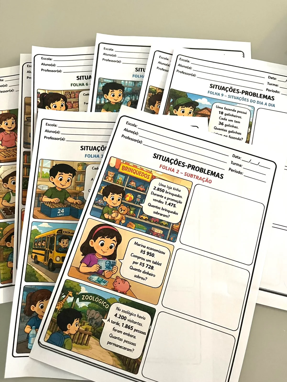 Pobleminhas ilustrados – PDF para Imprimir | 3º ao 5º ano — amostra 1: O que vem no material Pobleminhas ilustrados – PDF para Imprimir | 3º ao 5º ano — amostra 1: O que vem no material