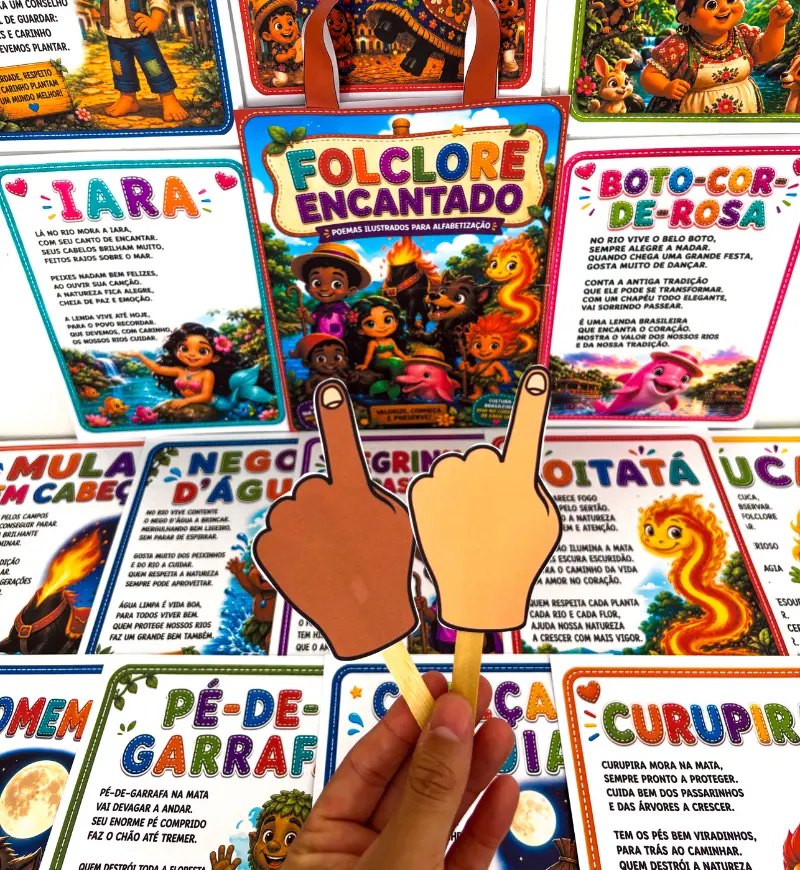 Poemas do Folclore: Sacola Folclore Encantado para Imprimir — amostra 5: Explore rimas e lendas brasileiras com 15 poemas…