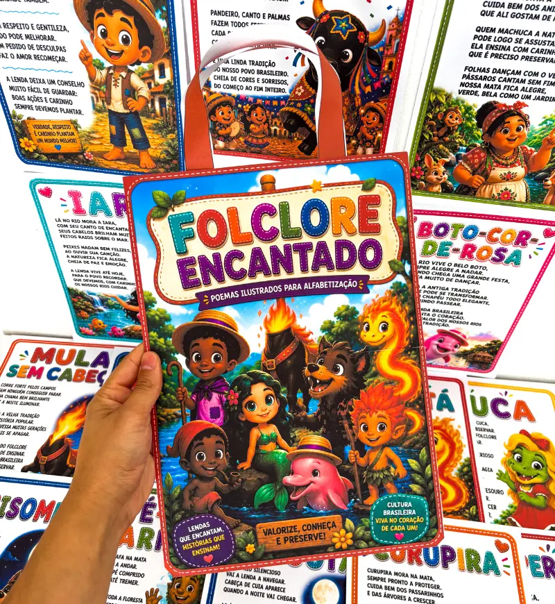 Poemas do Folclore: Sacola Folclore Encantado para Imprimir — capa do material