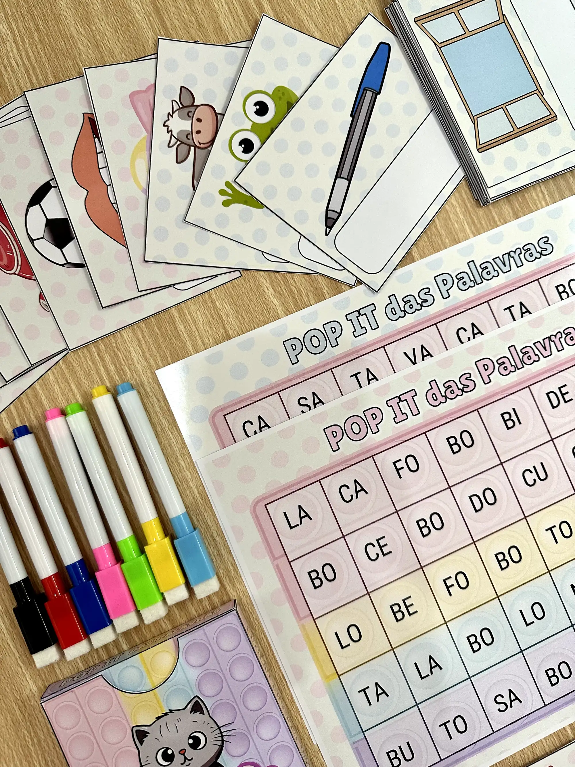 Pop It das palavras alfabetizar com silabas — amostra 3: O arquivo Pop It das palavras inclui 2 tabuleiros de sílabas e 34…
