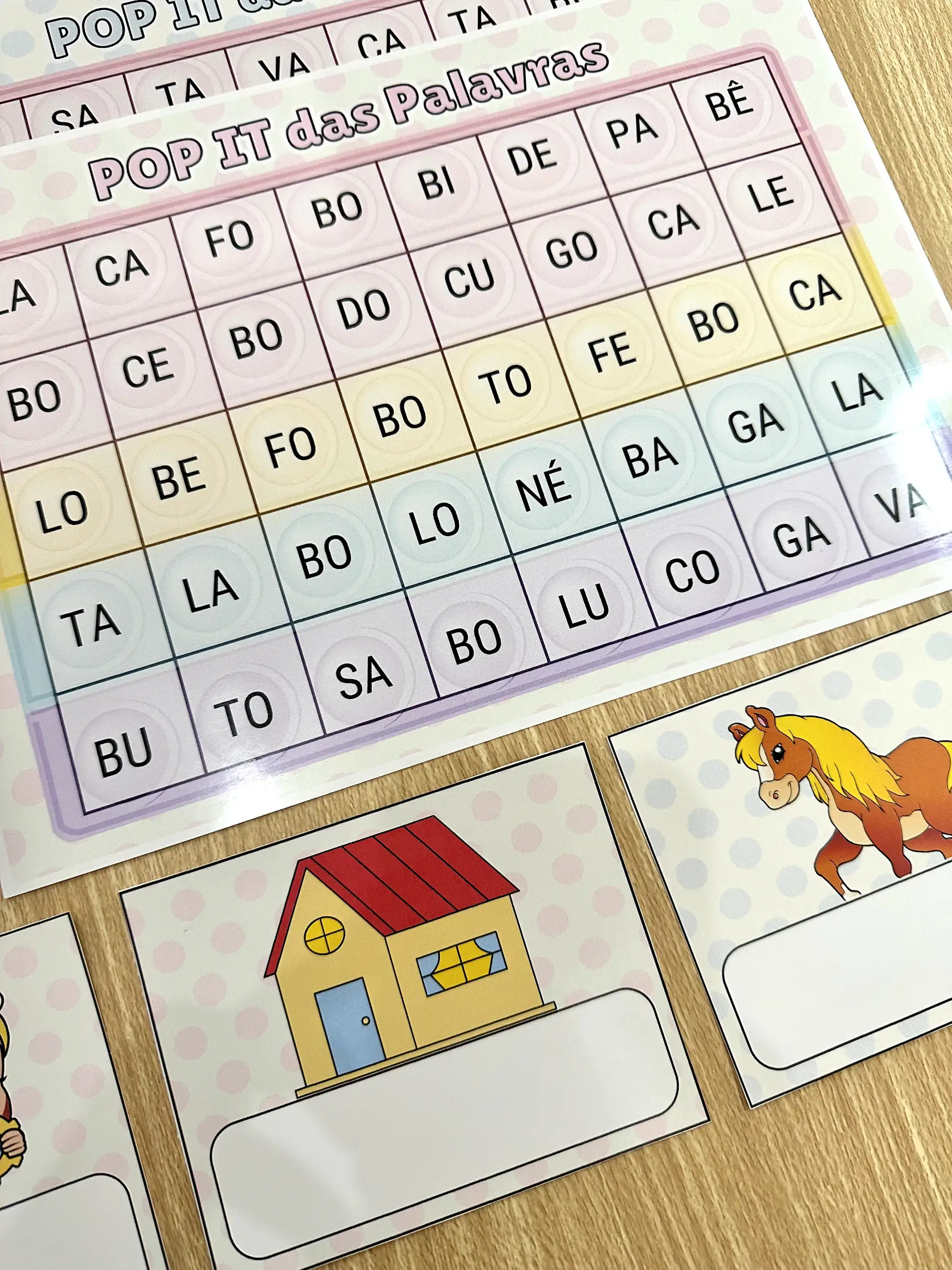 Pop It das palavras alfabetizar com silabas — amostra 5: O arquivo Pop It das palavras inclui 2 tabuleiros de sílabas e 34…