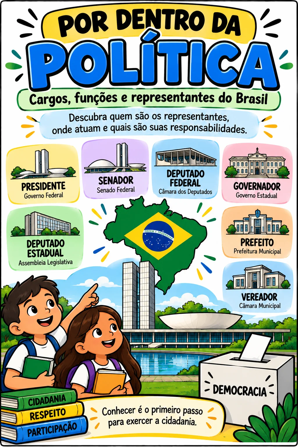Por Dentro da Política – Cargos, Funções e Representantes do Brasil — capa do material