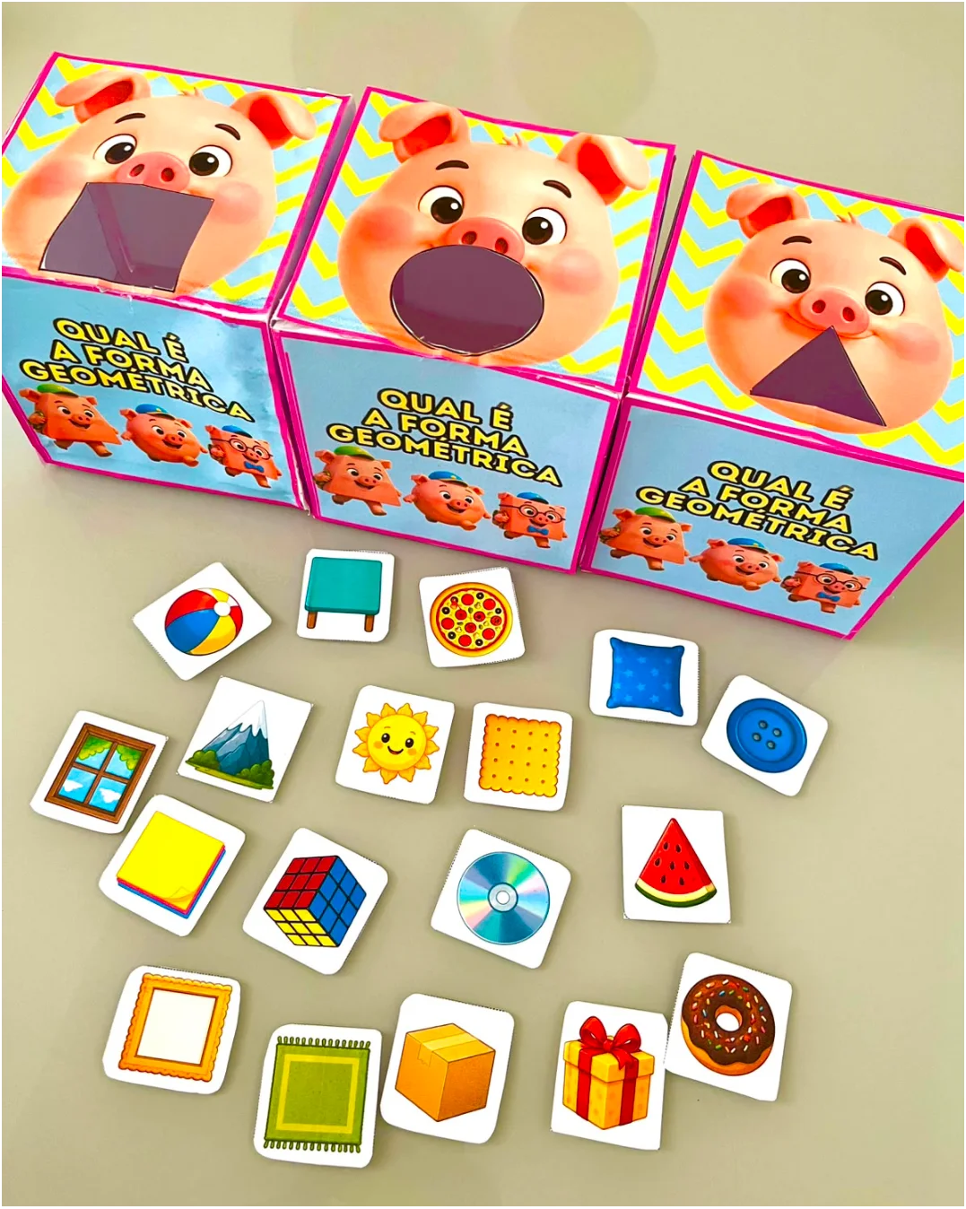 Porquinhos das Formas: Jogo de Classificação Geométrica — amostra 2: Jogo de formas geométricas para Educação Infantil com…