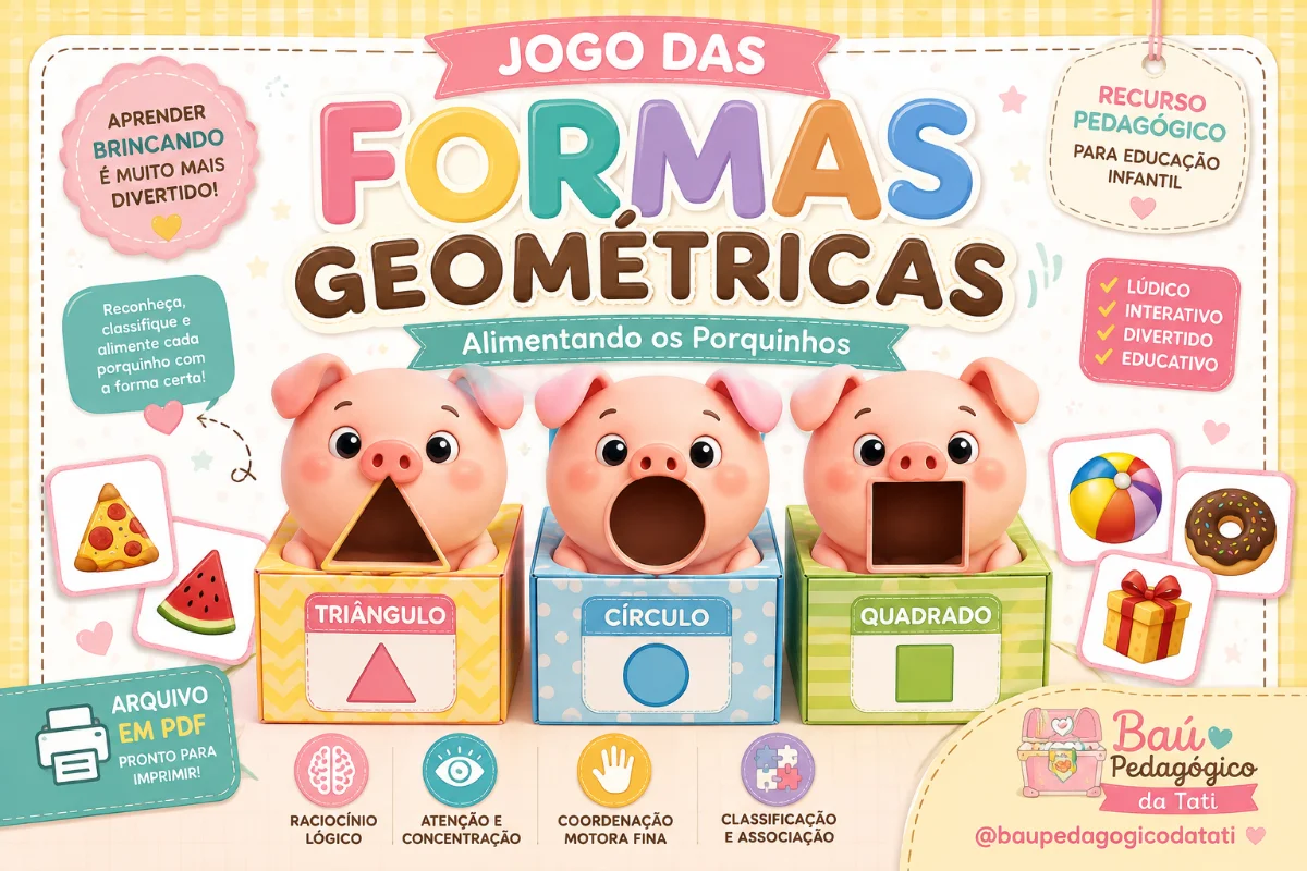 Porquinhos das Formas: Jogo de Classificação Geométrica — Jogos pedagógicos para Educação Infantil: Jogo de formas…