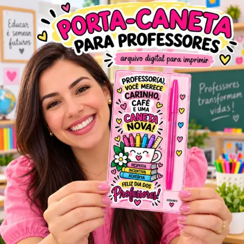 Porta-Caneta Dia dos Professores + Tags para Imprimir — amostra 1: O arquivo traz 6 modelos diferentes de porta-caneta, com…