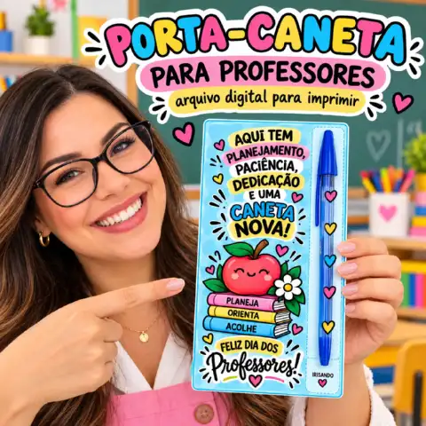 Porta-Caneta Dia dos Professores + Tags para Imprimir — amostra 2: Ideal para escolas, coordenação pedagógica, famílias,…