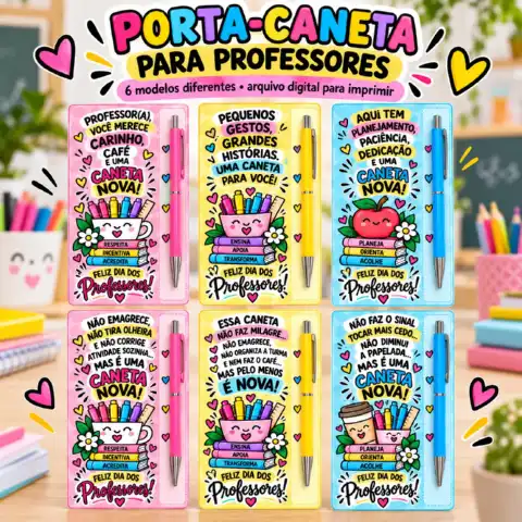Porta-Caneta Dia dos Professores + Tags para Imprimir — capa do material