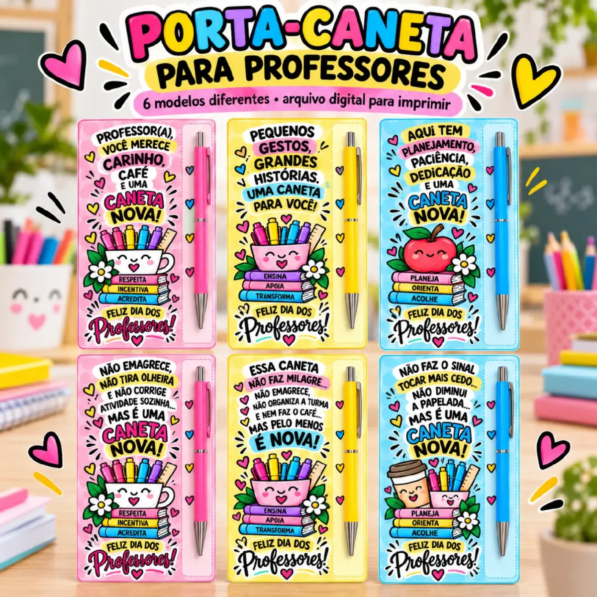 Porta-Caneta Dia dos Professores + Tags para Imprimir — Datas comemorativas para Todas as séries: Uma lembrancinha prática,…