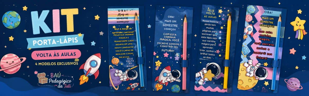 Porta-Lápis Astronauta – Lembrancinha Volta às Aulas — amostra 3: Lembrancinha porta-lápis no tema Astronauta, com 4…