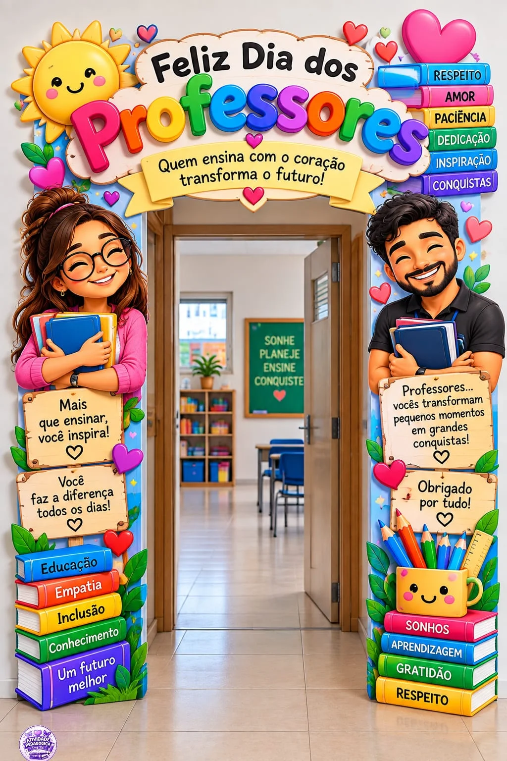 PORTAL FELIZ DIA DOS PROFESSORES — Apostilas para Todas as séries: Uma decoração linda, alegre e supercolorida para deixar…