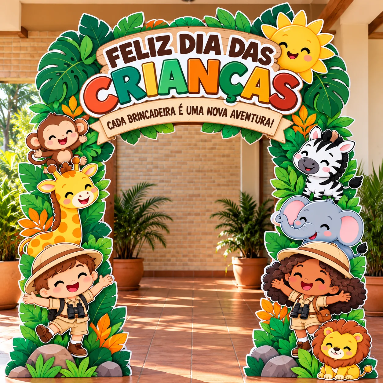 Portal Safari Dia das Crianças – Decoração Escolar — amostra 1: 🦁🌿 PORTAL SAFARI – DIA DAS CRIANÇAS 🎈✨ Portal Safari Dia das Crianças – Decoração Escolar — amostra 1: 🦁🌿 PORTAL SAFARI – DIA DAS CRIANÇAS 🎈✨