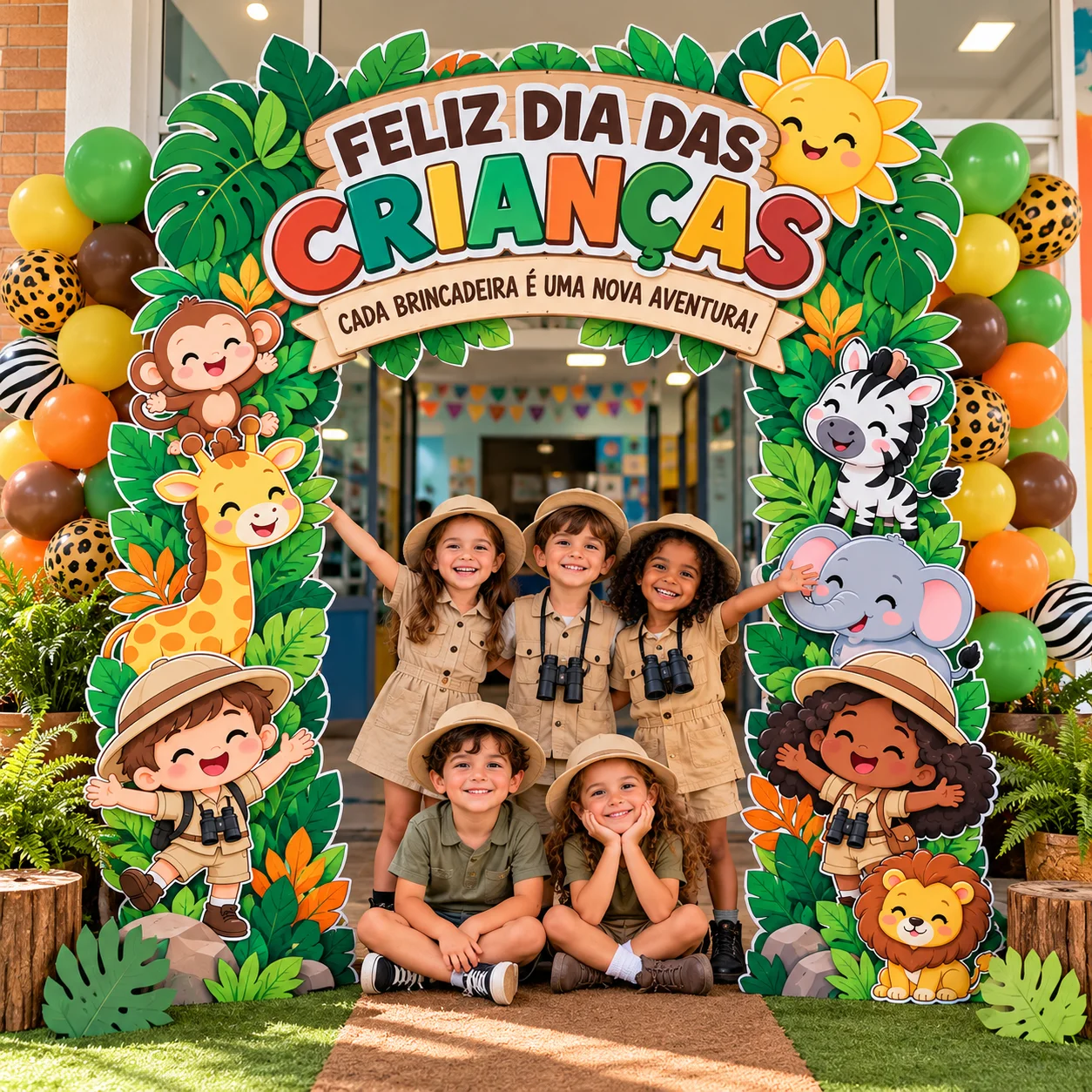 Portal Safari Dia das Crianças – Decoração Escolar — amostra 2: TAMANHO 49 FOLHAS Portal Safari Dia das Crianças – Decoração Escolar — amostra 2: TAMANHO 49 FOLHAS
