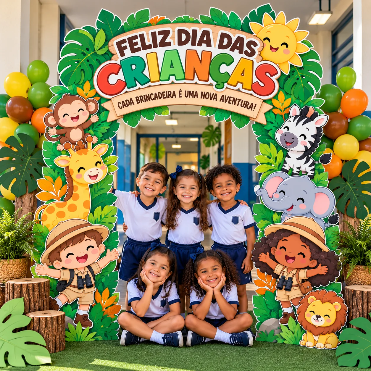 Portal Safari Dia das Crianças – Decoração Escolar — Alfabetização para Educação Infantil: Portal Safari Dia das Crianças…