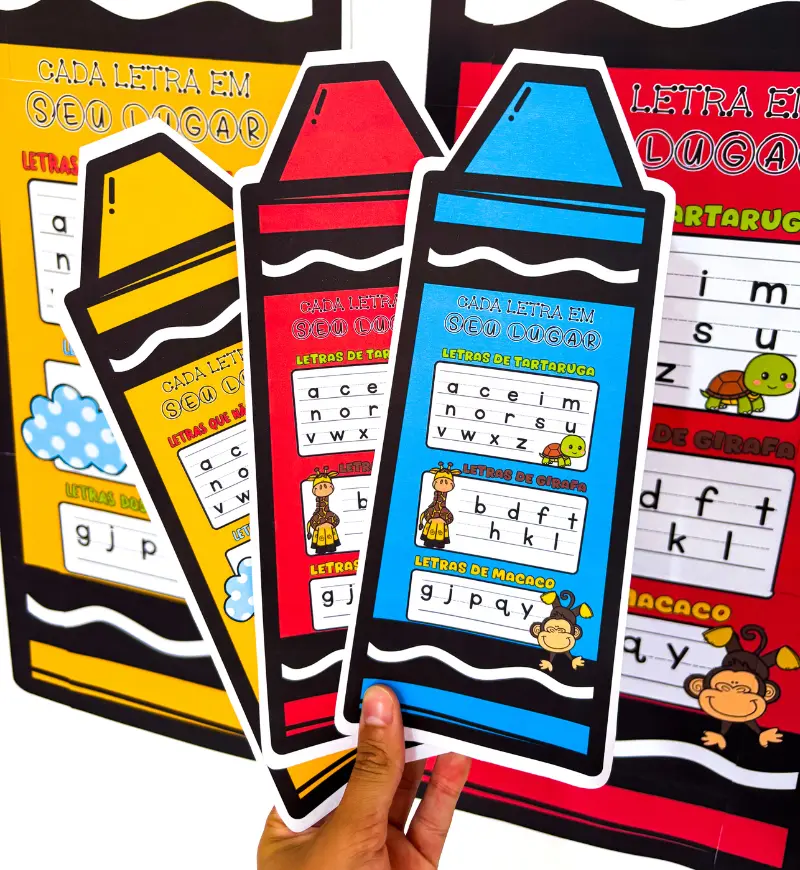 Posição das Letras na Linha: Guia Visual para Alfabetização — amostra 2: O que vem no material