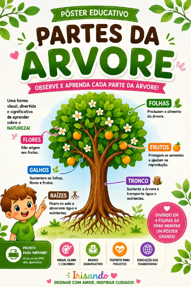 Pôster Partes da Árvore | Dia da Árvore | Educação Infantil — Ciências para Educação Infantil: Um recurso visual e colorido…