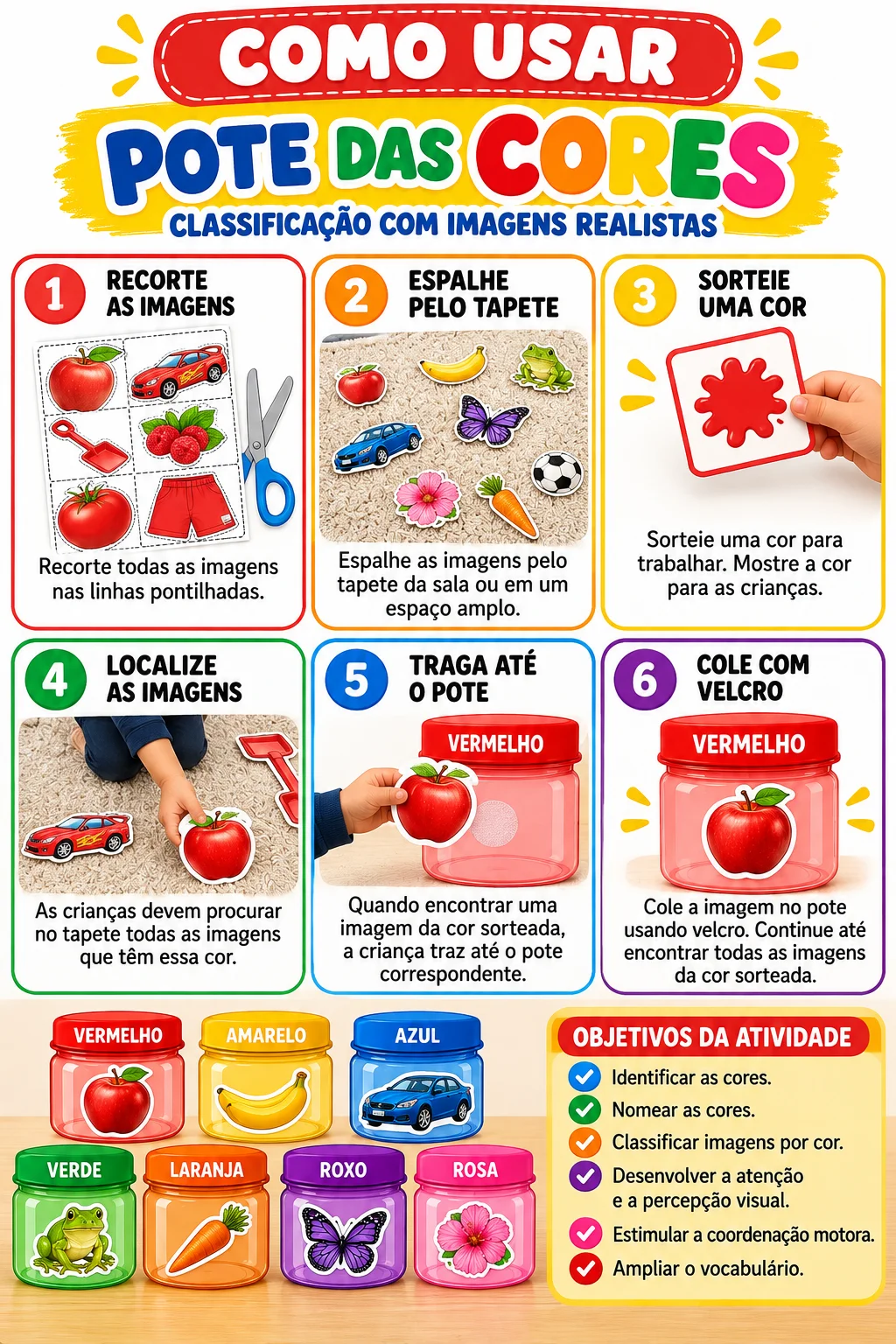 Pote das Cores em Inglês Classificação Imagens Reais Educação Infantil — amostra 1: Pote das Cores – Aprenda as Cores em…
