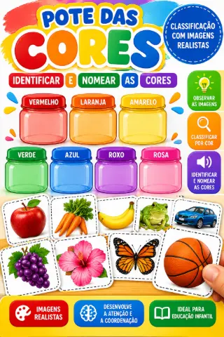 Pote das Cores em Inglês Jogo de Classificação para Imprimir — amostra 1: Aprenda as cores em inglês brincando