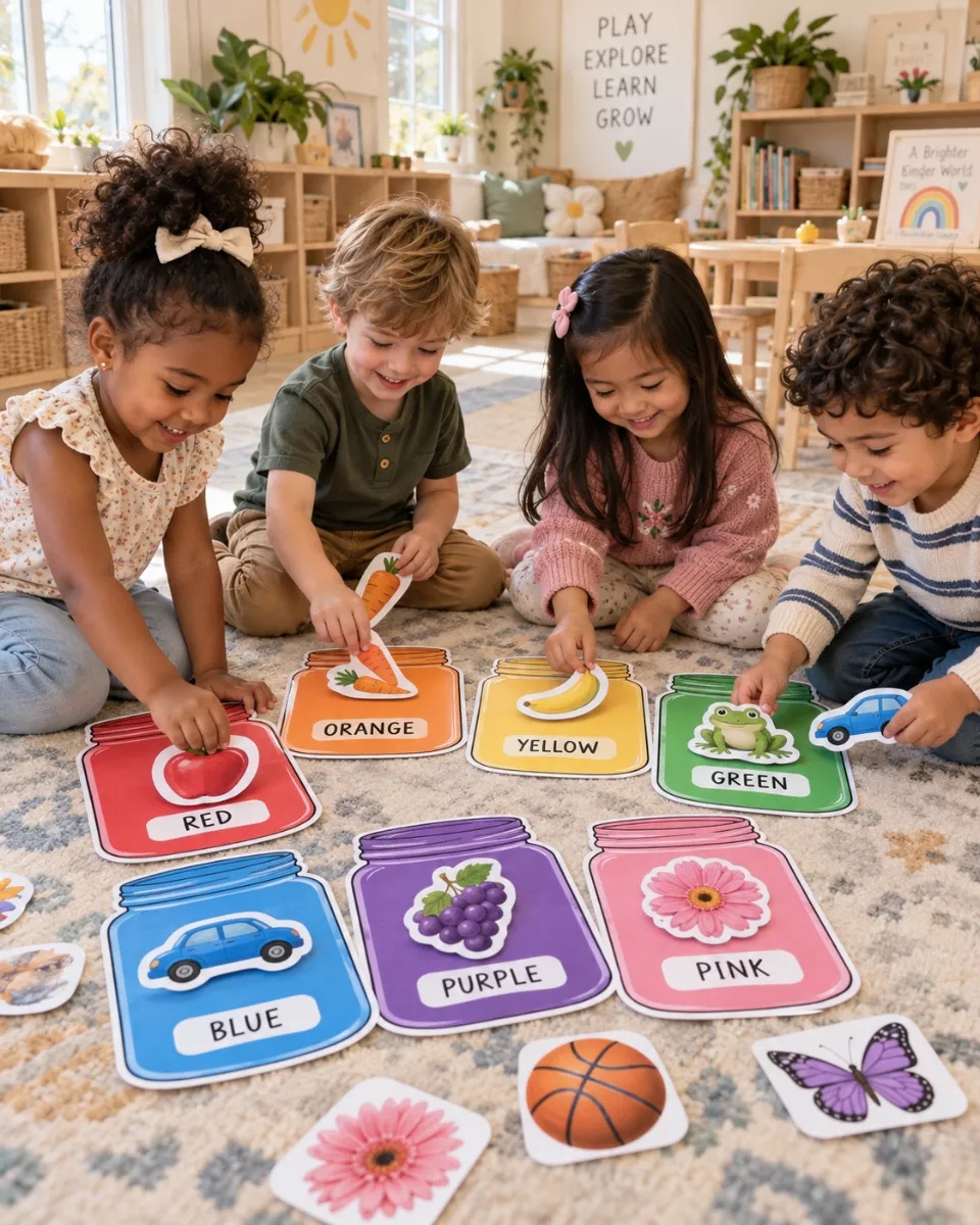 Pote das Cores em Inglês Jogo de Classificação para Imprimir — Atividades para Educação Infantil: Aprenda as cores em…