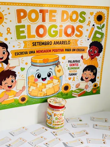 Pote dos Elogios Setembro Amarelo | Painel Escolar PDF — amostra 3: Kit Pote dos Elogios em PDF para o Setembro Amarelo